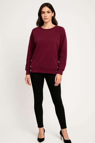 Golden Button Detailed Hem, 100% Viscose Top