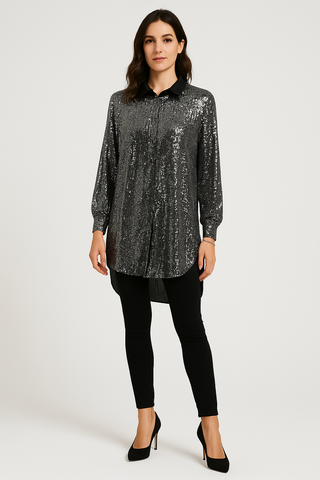 High Low Sequin Shirt