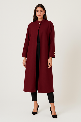 High Neck, Golden Button Detailed, Two Pocket Coat