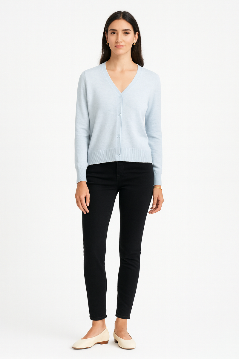 Super Soft, V-Neck, Button Through, 5% Wool, Viscose & Acrylic Knitted Cardigan