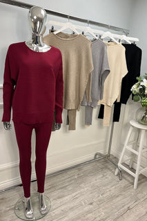 Viscose Knitted Ribbed Two Piece Set