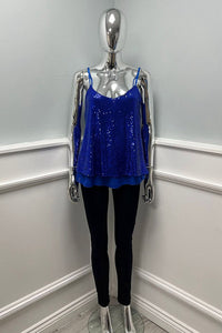 Elasticated Adjustable Strap, Sequin Vest