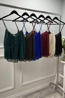 Elasticated Adjustable Strap, Sequin Vest