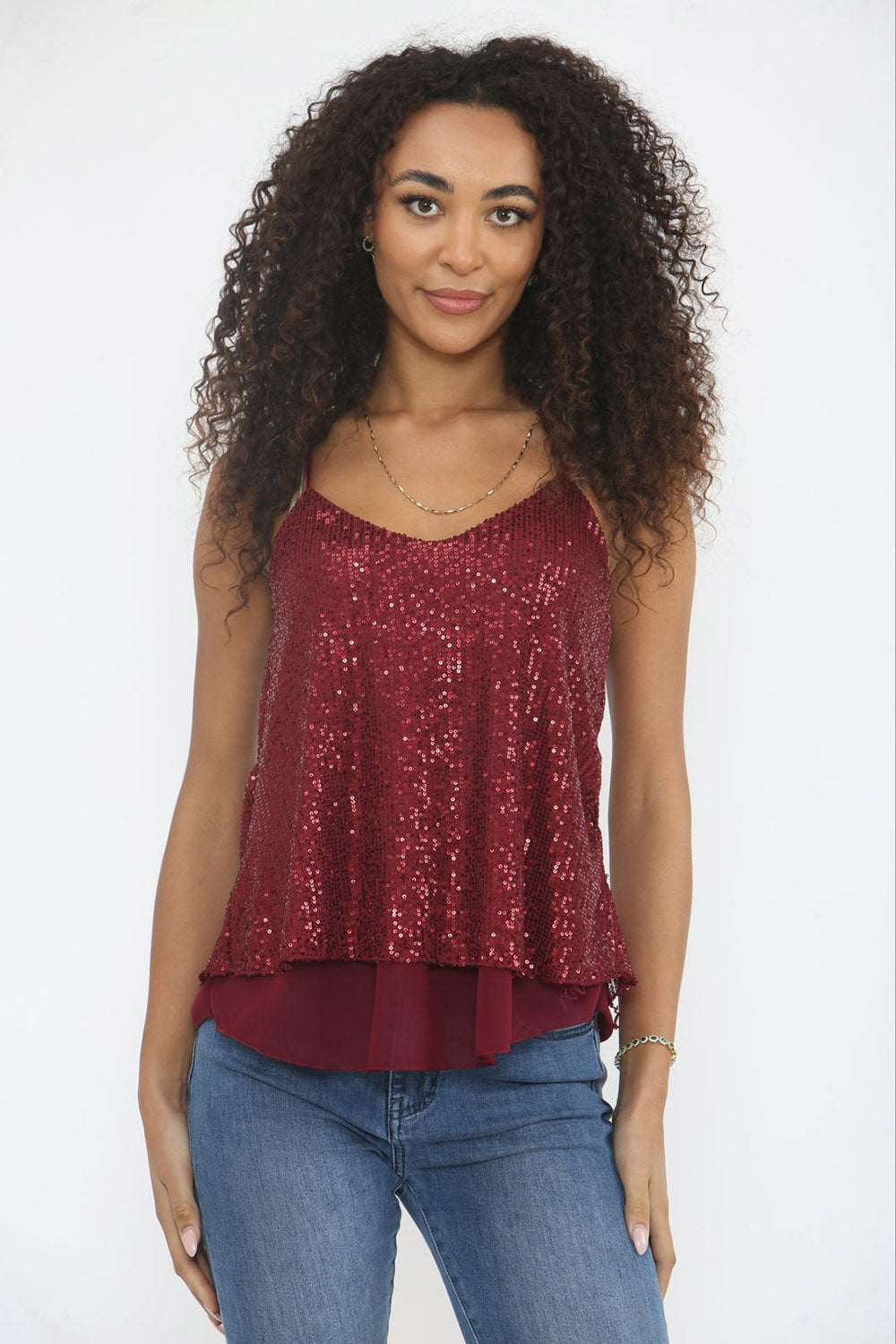 Elasticated Adjustable Strap, Sequin Vest