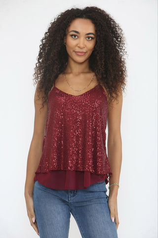 Elasticated Adjustable Strap, Sequin Vest