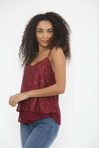 Elasticated Adjustable Strap, Sequin Vest