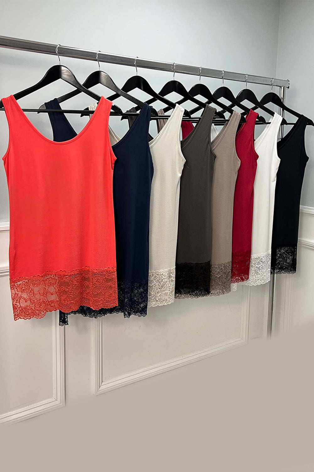 Lace Hem, Long Lined Vest