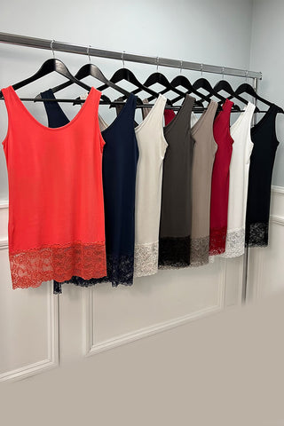 Lace Hem, Long Lined Vest