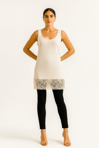 Lace Hem, Long Lined Vest