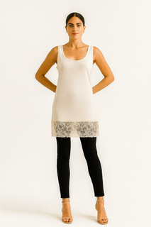 Lace Hem, Long Lined Vest
