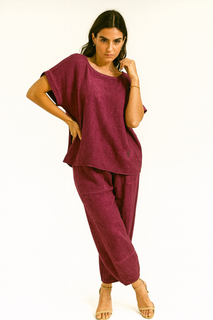 Round Neck, 100% Cotton, Elasticated Waist, Two Pocket Hareem Two Piece Set