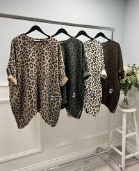 Leopard Tunic - Flowy asymmetric tunic with a bold leopard print and zip-detailed hem