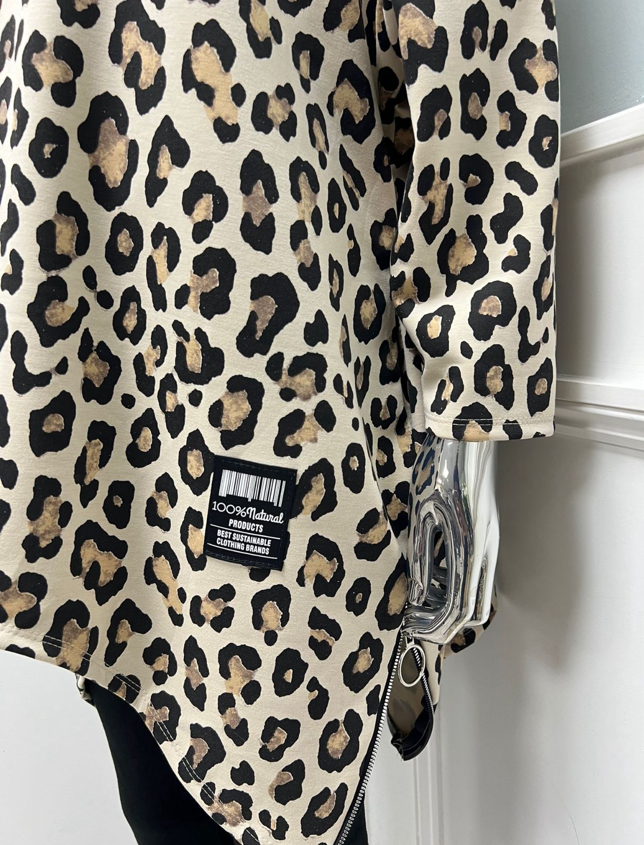 Leopard Tunic - Flowy asymmetric tunic with a bold leopard print and zip-detailed hem