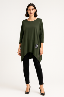Round Neck, Zip Detailed Hem, Two Pocket Oversized Jumper.