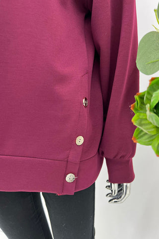 Golden Button Detailed Hem, 100% Viscose Top