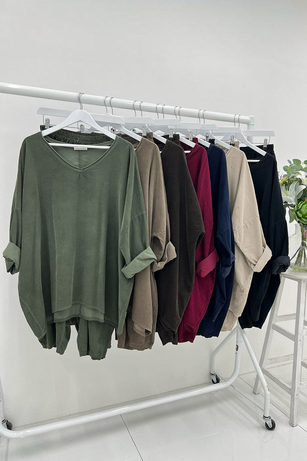 V-neck Co ords set with relaxed silhouette draped harem-style trousers