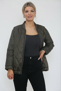 Zip Through, Two Pocket Quilted Bomber Jacket