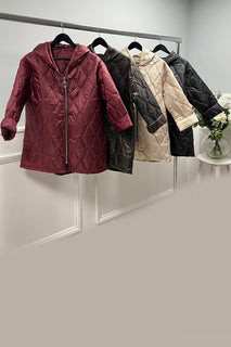 Two Pocket Quilted Hoodie Jacket