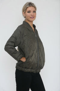 Zip Through, Two Pocket Quilted Bomber Jacket