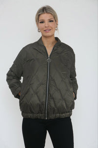 Zip Through, Two Pocket Quilted Bomber Jacket