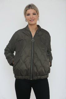Zip Through, Two Pocket Quilted Bomber Jacket