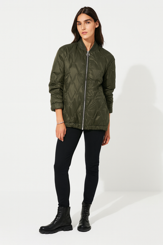 Quilted Jacket - Lightweight zip-up jacket with diamond quilting and ribbed cuffs