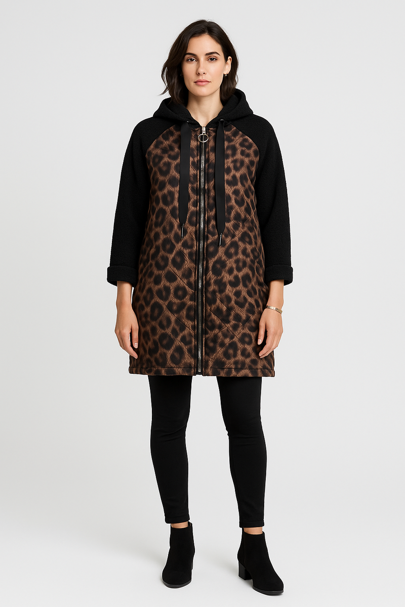Zip Through, Quilted Front Detailed, Two Pocket Oversized Hoodie