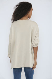 Round neck , long-sleeves Jumper with diagonal sequined panel details
