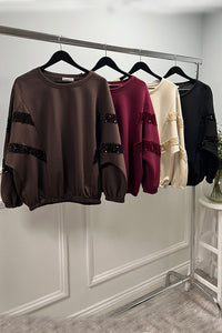 sequin stripe sweatshirt