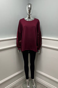 Plush-Sleeve Soft Knit Jumper