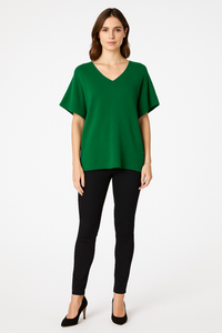 V-Neck, Viscose & Nylon Knitted Top