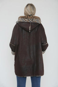 Leopard Print Two Pocket Hoodie Jacket