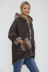 Leopard Print Two Pocket Hoodie Jacket