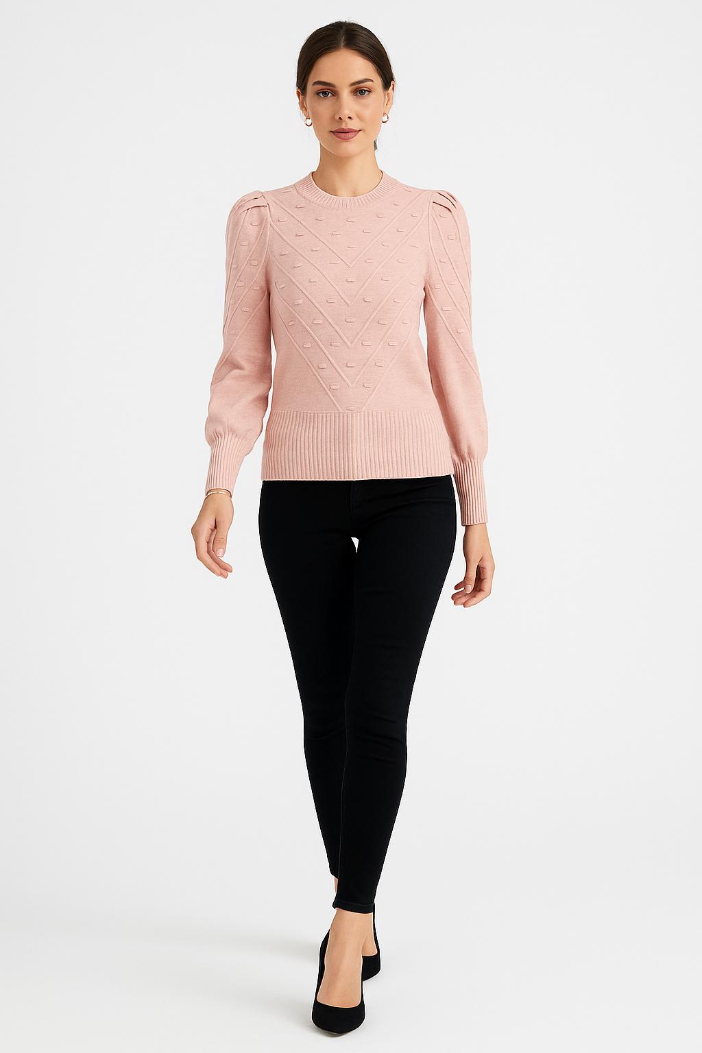 Textured knit puff sleeve top