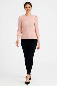 Textured knit puff sleeve top