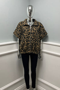 Leopard Print Short-sleeve zip-up jacket