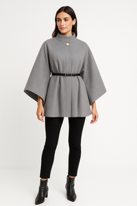 Belt Detailed Oversized Cape