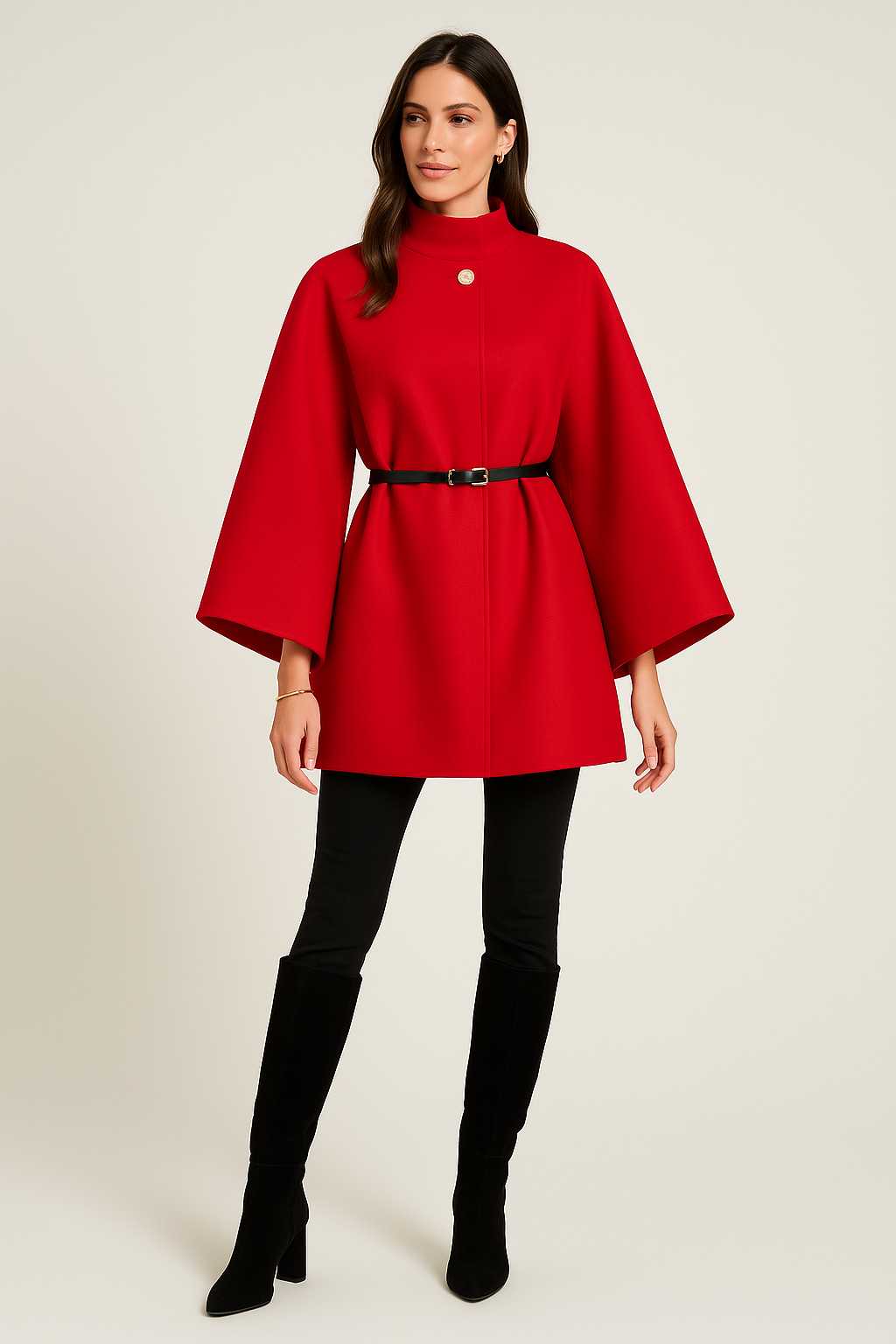Belt Detailed Oversized Cape
