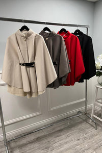 Belt Detailed Oversized Cape