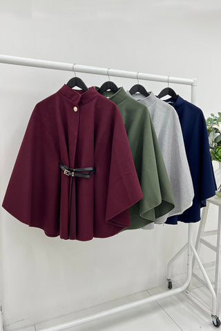 Belt Detailed Oversized Cape