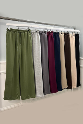 Elasticated Waist, Drawstring Detailed, Two Pocket Wide Leg Trouser