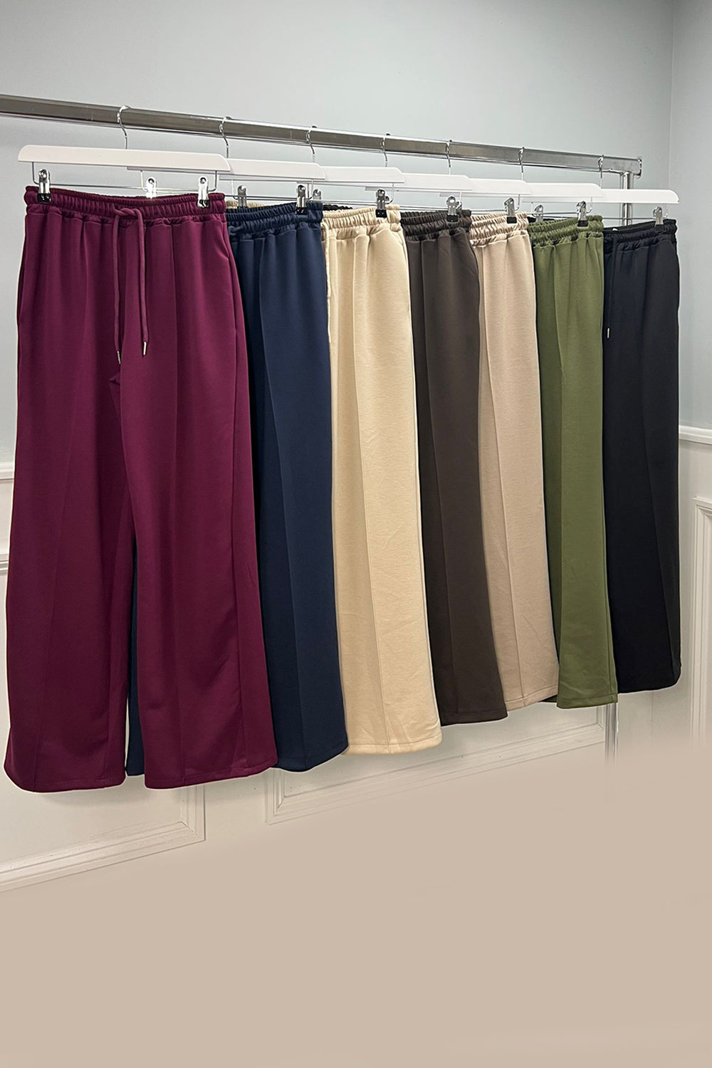 Elasticated Waist, Drawstring Detailed, Two Pocket Wide Leg Trouser