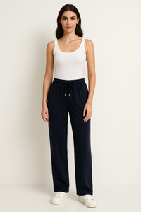 Elasticated Waist, Drawstring Detailed, Two Pocket Wide Leg Trouser