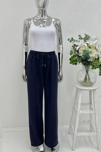 Elasticated Waist, Drawstring Detailed, Two Pocket Wide Leg Trouser