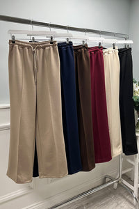 Elasticated Waist, Drawstring Detailed, Two Pocket Wide Leg Trouser