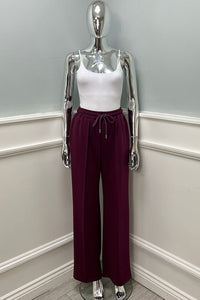Elasticated Waist, Drawstring Detailed, Two Pocket Wide Leg Trouser