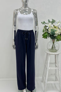 Elasticated Waist, Drawstring Detailed, Two Pocket Wide Leg Trouser