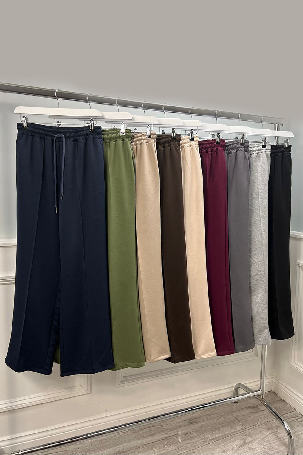 Elasticated Waist, Drawstring Detailed, Two Pocket Wide Leg Trouser