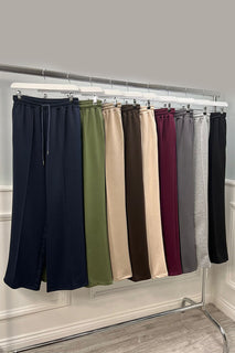 Elasticated Waist, Drawstring Detailed, Two Pocket Wide Leg Trouser
