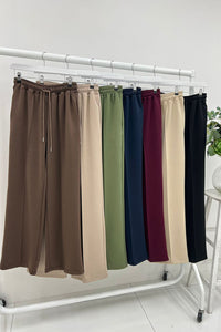 Elasticated Waist, Drawstring Detailed, Two Pocket Wide Leg Trouser